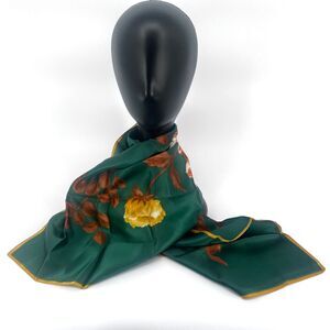 Bold Floral Square Fashion Scarf Wrap Satiny Mod Boho Botanical‎ Accessory